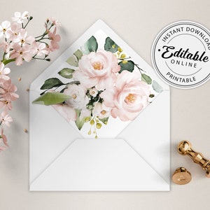 Blush Pink Envelope Liner Template,Printable Envelope Liner, A7 Envelope Liner, Instant Download, A117