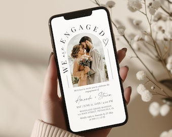 Digital Engagement Party Invitation Template, Engagement Invite with Photo, Evite • INSTANT DOWNLOAD • Editable Template #151