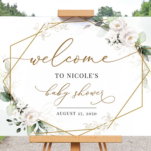 Greenery Custom Sign Template Greenery Baby Shower Table - Etsy