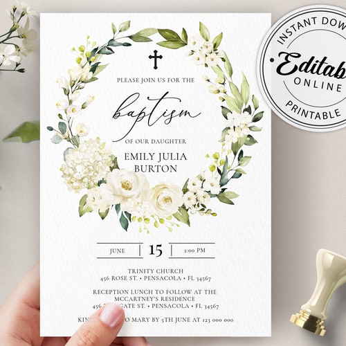 Baptism Invitation Template Fully Editable Baptism Invite - Etsy