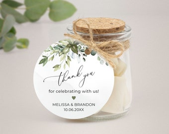 Greenery Wedding Favor Tag Template, Printable Stickers (Digital Download) A107