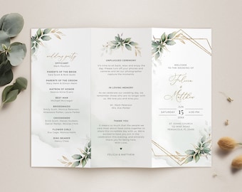 Dreifache Hochzeitsprogramm-Vorlage, dreifache Hochzeitsbroschüren-Vorlage • SOFORTIGER DOWNLOAD • Bearbeitbare, druckbare Vorlage, A112