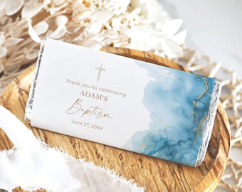 Blue Baptism Chocolate Wrapper Template, Printable Baptism/Christening Chocolate Bar Label, Chocolate Bar Template, #146