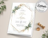 Greenery Wedding Bi-fold Program Template (Digital Download) A112