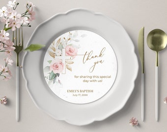 Plate Charger Insert Template with Light Pink Roses • INSTANT DOWNLOAD • Editable, Printable Template, #126