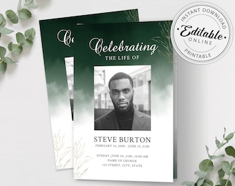 Funeral Program Template | Memorial Program Template | Order of Service | Editable Funeral Program | Obituary Program | Printable