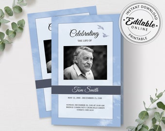 Printable Funeral Program Template | Memorial Program Template | Order of Service | Editable Funeral Program| Obituary Program