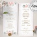 Wedding Program Template With Pink Roses • INSTANT DOWNLOAD • Editable ...