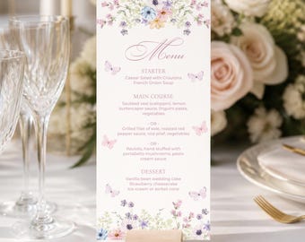 Wildflower Menu Template (Editable, Printable Digital Download) #159