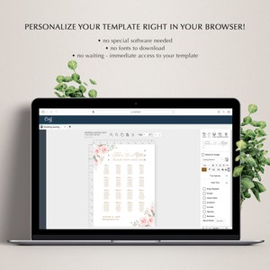 Wedding Seating Chart Template with Pale Pink Roses INSTANT DOWNLOAD Editable, Printable Template, 126 image 6