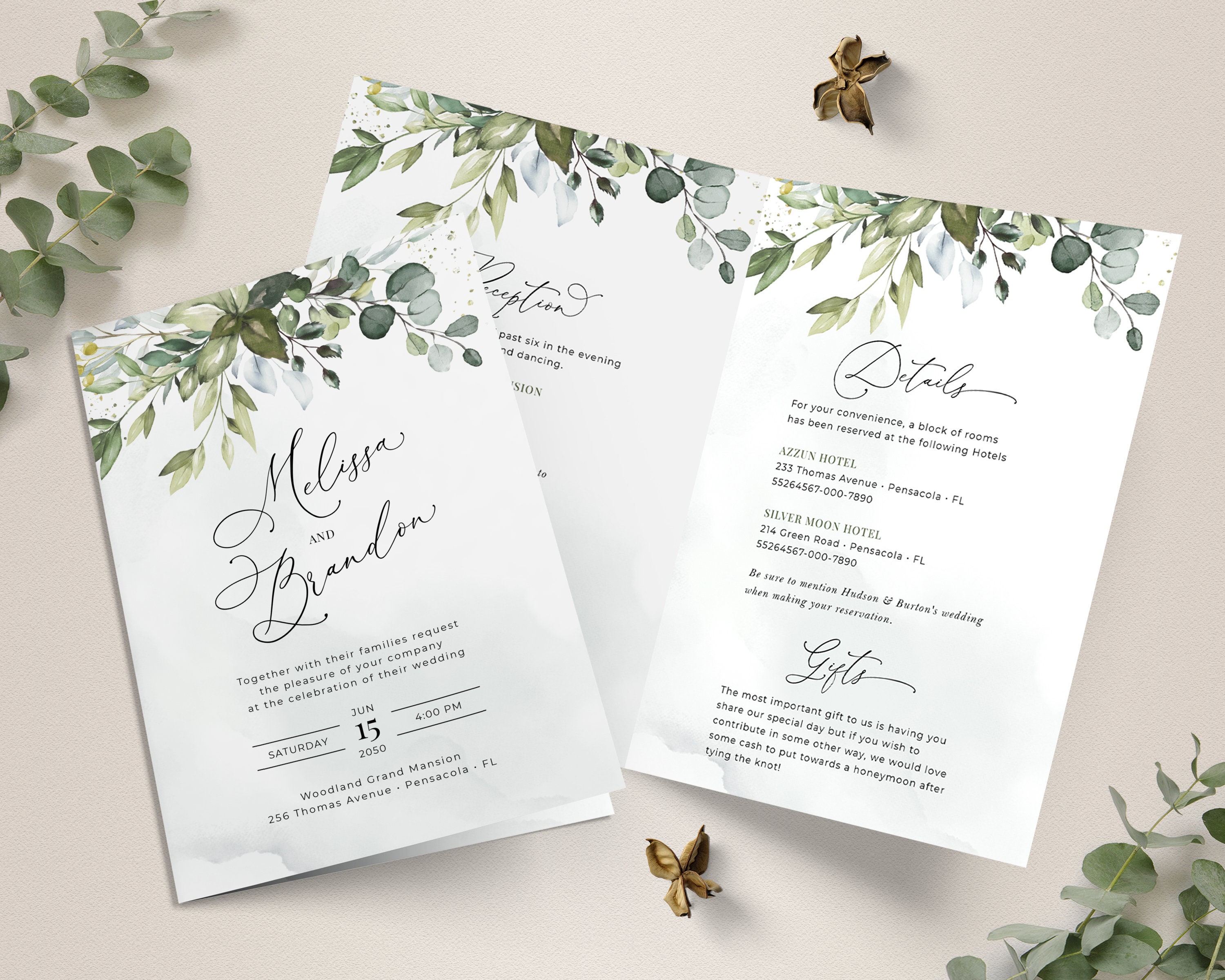 Folded invitations