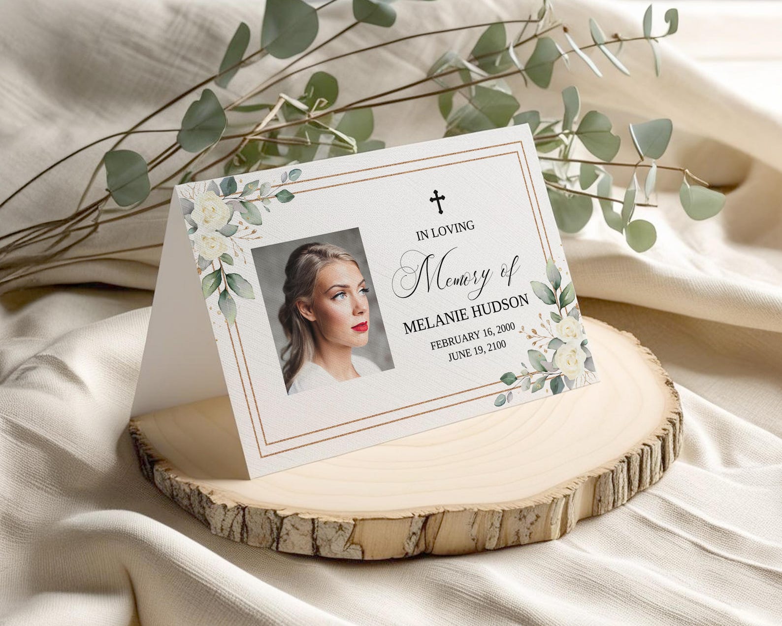 Funeral Thank You Card Template With White Roses, Thank You Notes ...
