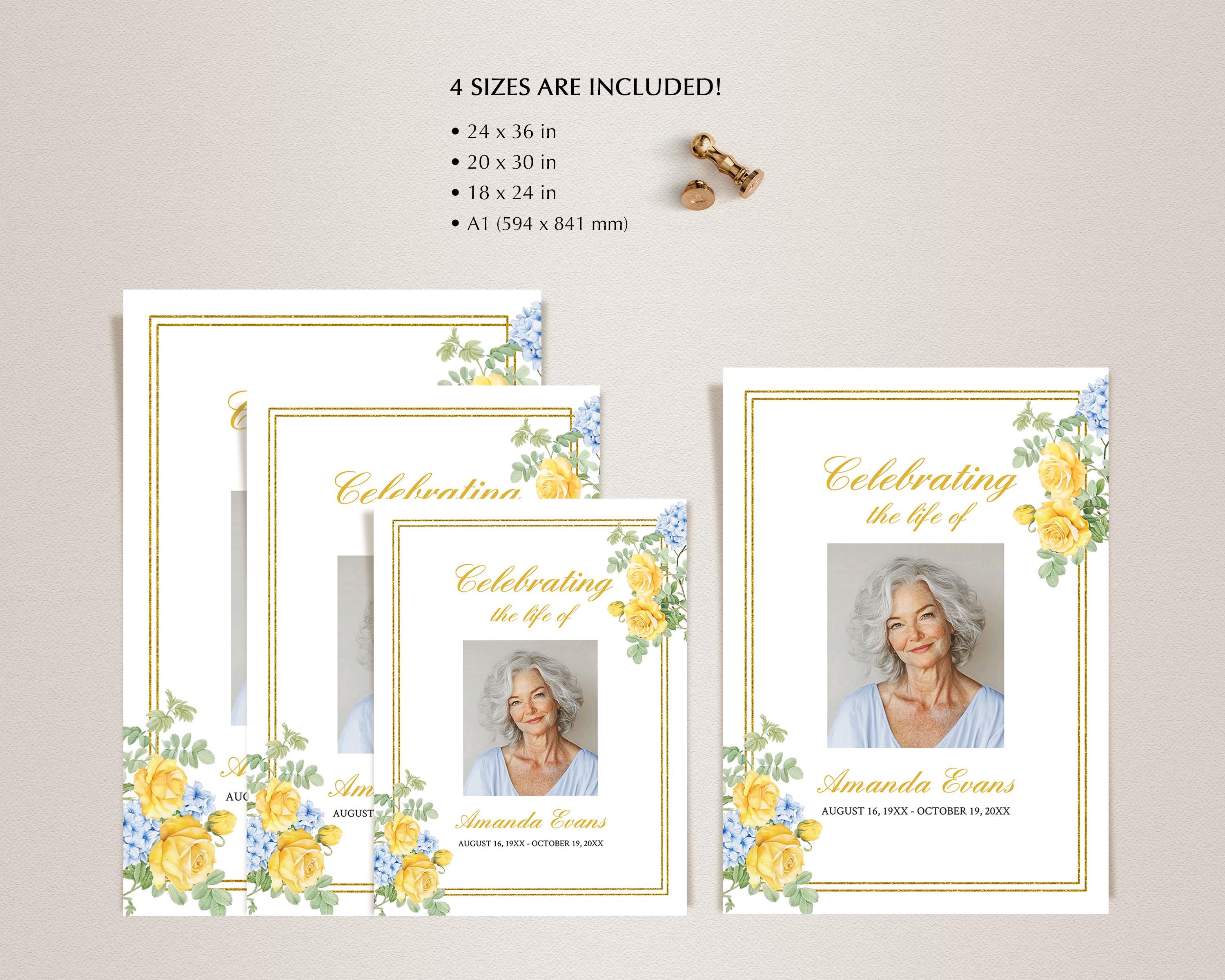 Yellow Roses Funeral Vector Hydrangeas and Yellow Roses Funeral Welcome Sign Template (printable ...