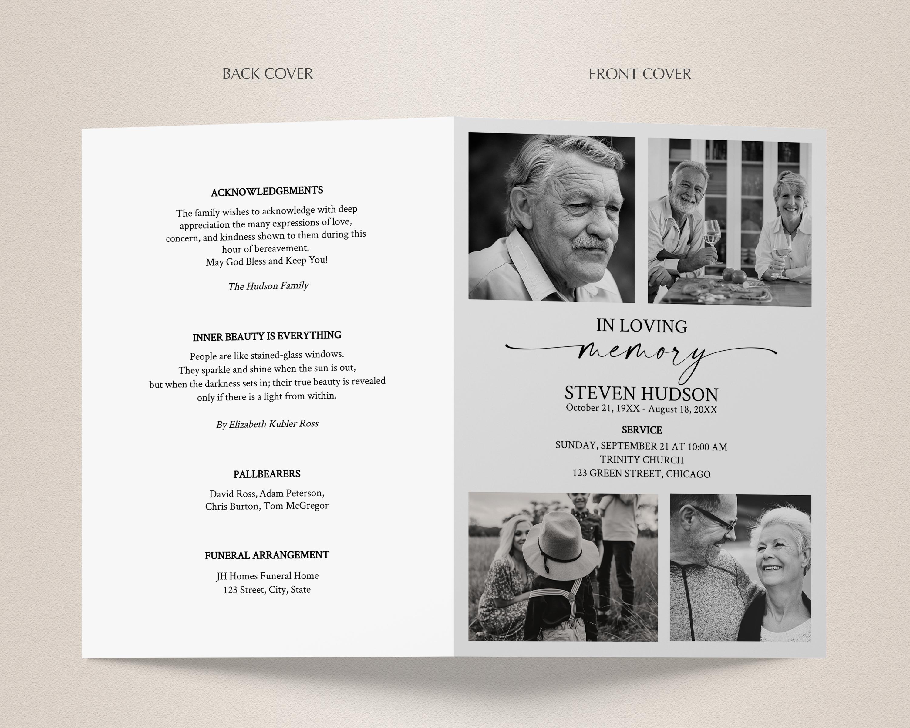 Draft Funeral Program Funeral Program Template, Memorial Program Template, Order of Service ...