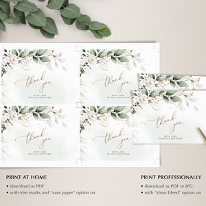 Greenery and White Roses Wedding Thank You Card Template (Digital Download), A109 image 7