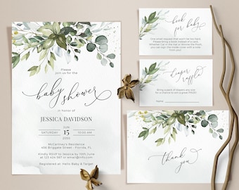 Greenery Baby Shower Invitation Template Bundle (Digital Download) A107