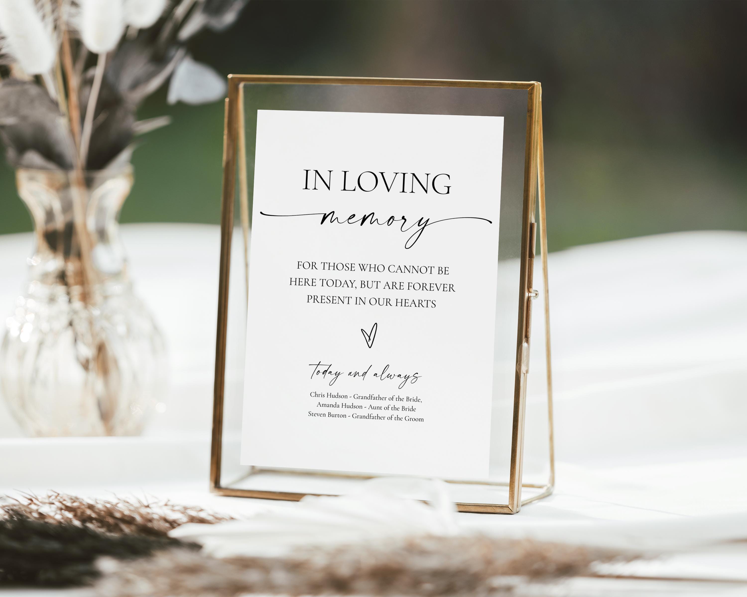 Fillable In Loving Memory Label In Loving Memory Sign Template • INSTANT DOWNLOAD • Editable, Printable ...