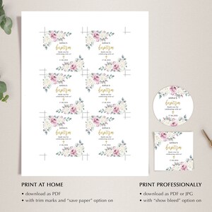 Printable Gift Favor Tags With Pink and White Roses Thank You | Etsy
