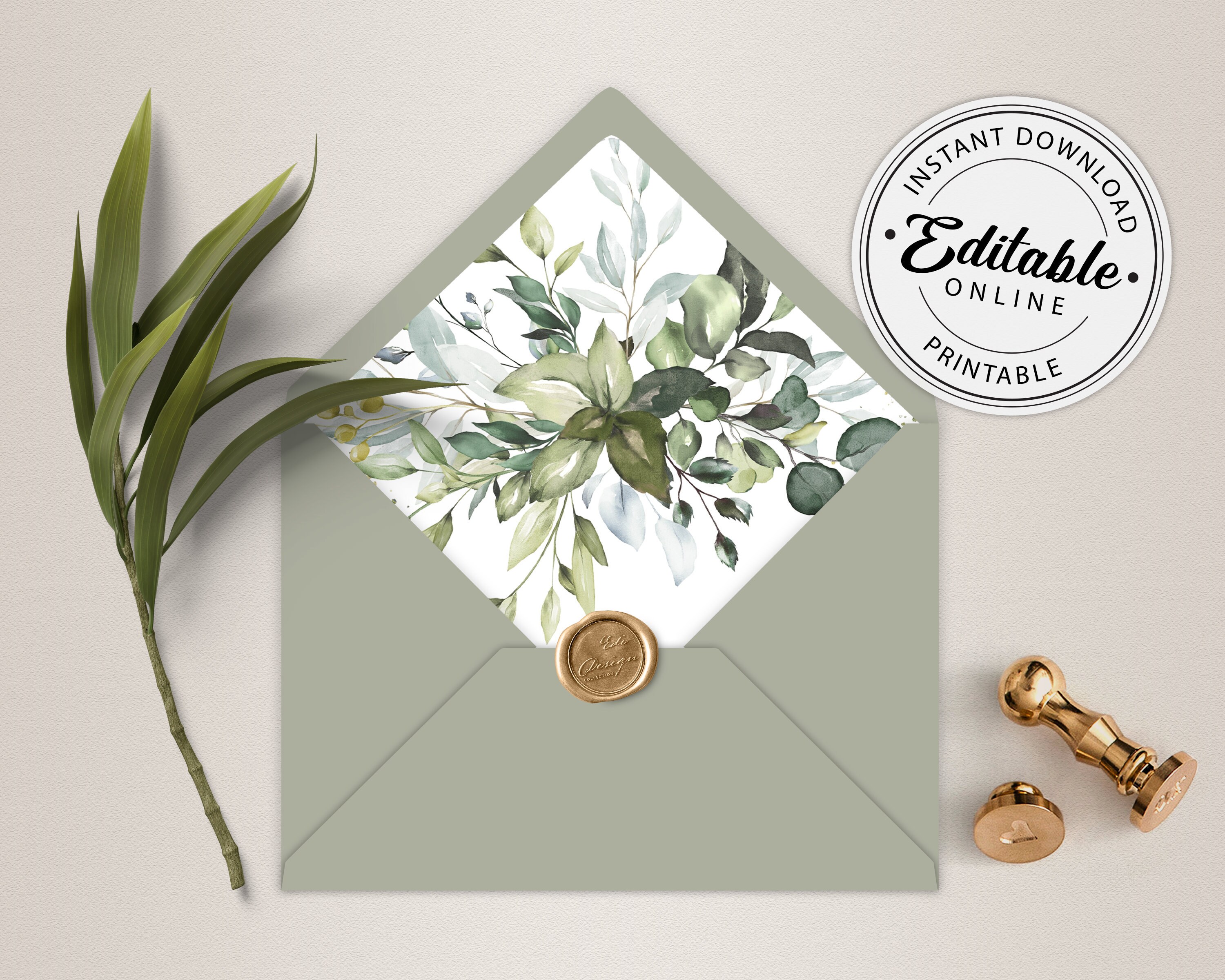 A7 Envelope Liners Gold Flowers Square Flap (set of 10) Marketplace  Envelope Liners by undefined