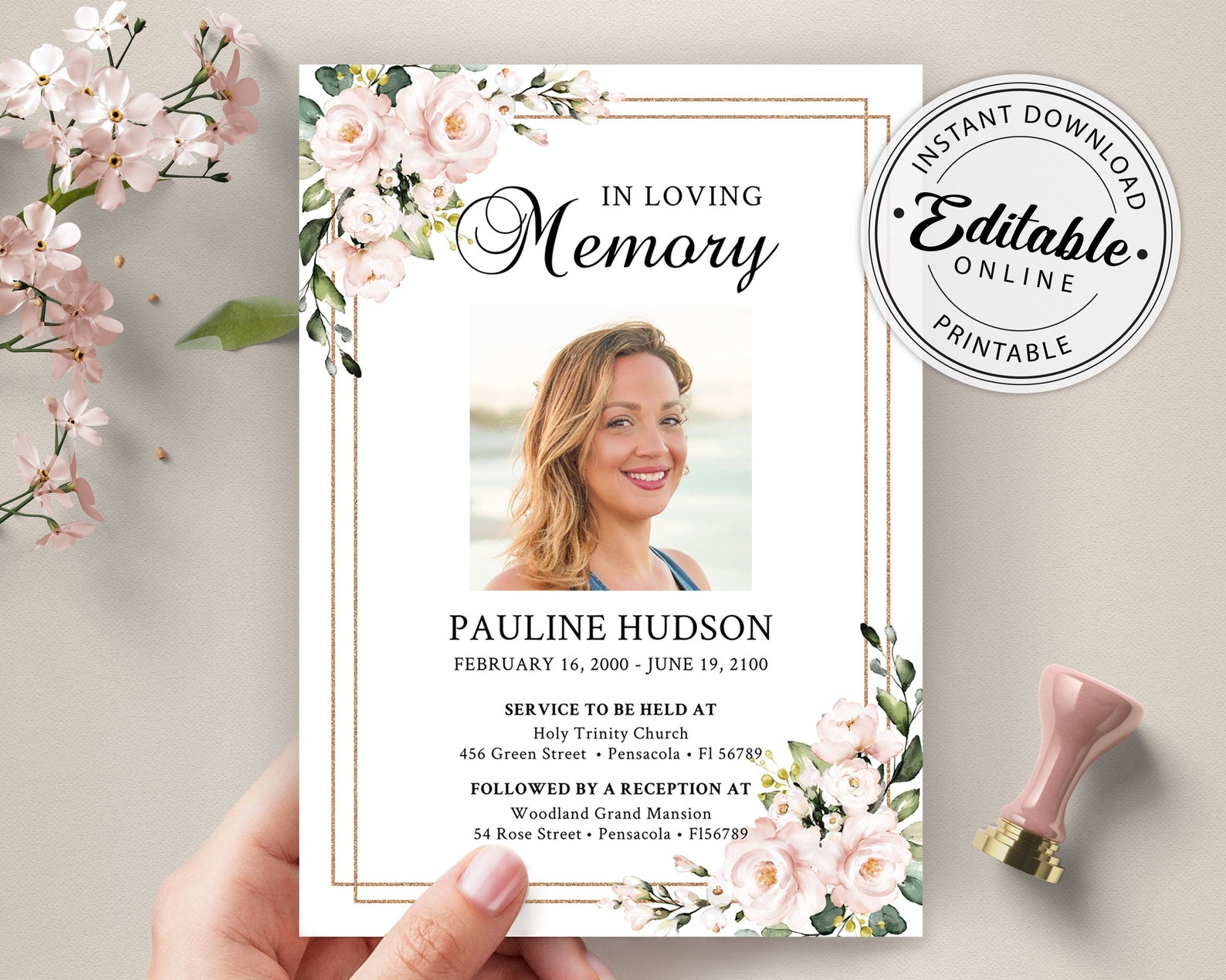 Funeral Announcement Card Template Funeral Invitation Etsy UK