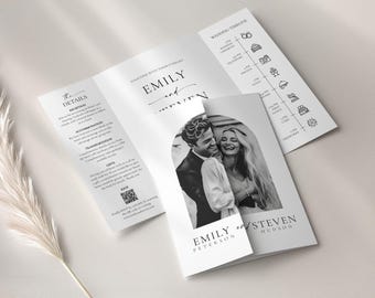 Modern Gatefold Wedding Invitation Template • Editable & Printable • Instant Download #154