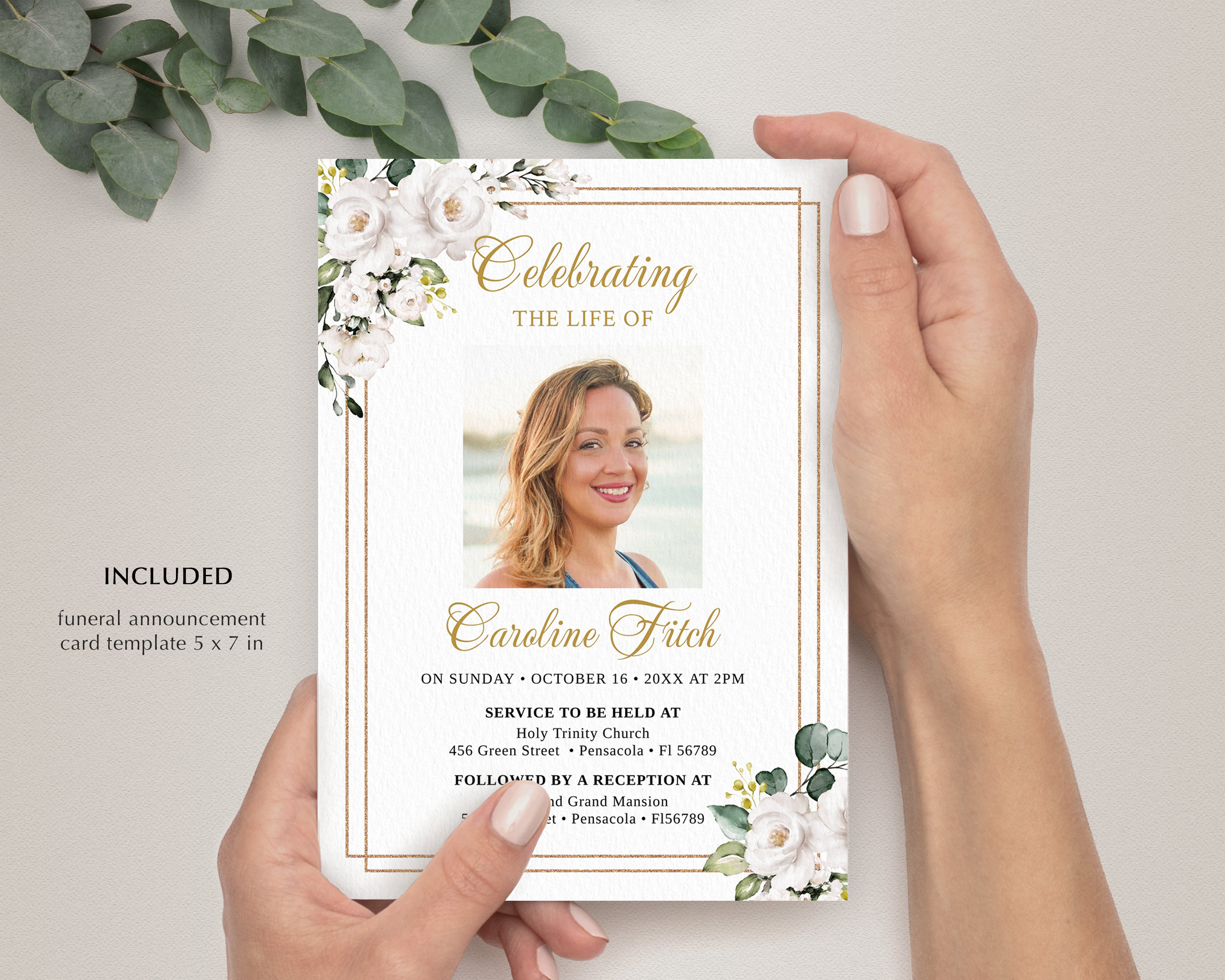 Funeral Announcement Card Template Funeral Invitation Etsy Canada