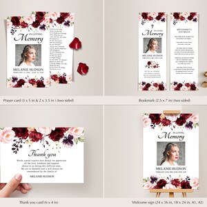 Burgundy Funeral Templates Bundle DIY Funeral Memory Package • INSTANT