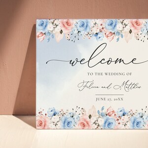 Dusty Blue and Blush Pink Wedding Welcome Sign Template INSTANT DOWNLOAD Editable, Printable Template, 122 image 4