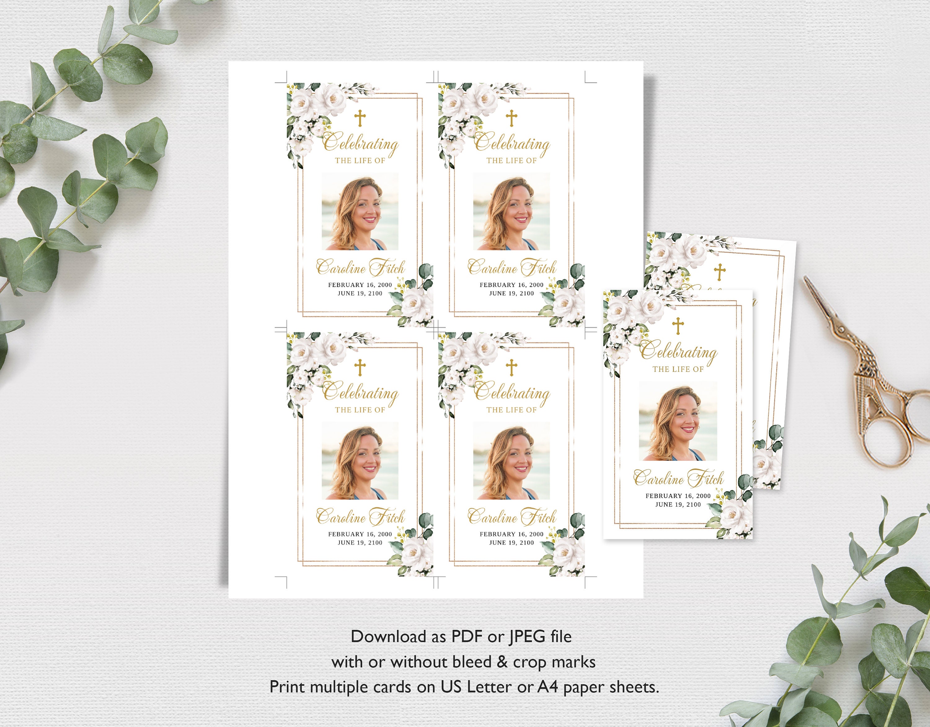 Editable Funeral Prayer Card Template Printable Memorial - Etsy