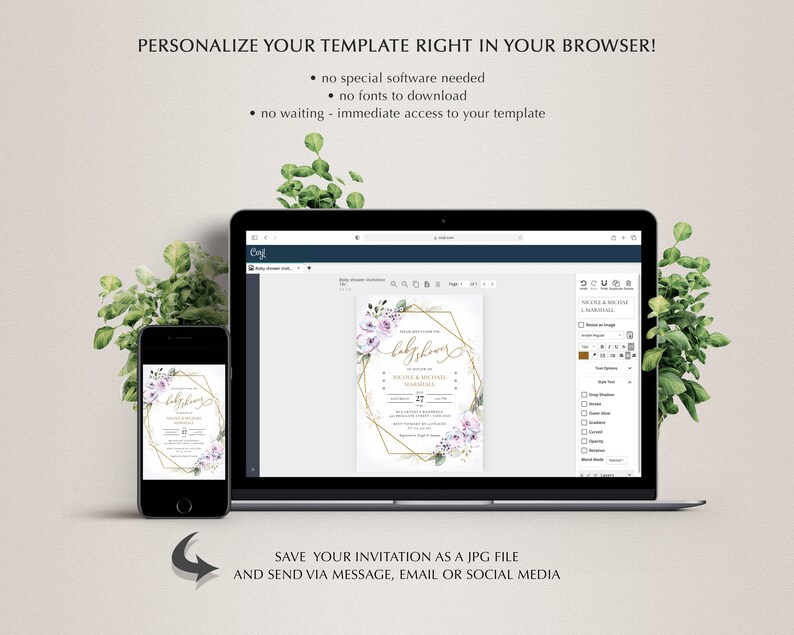 Lavender Baby Shower Invitation Bundle Templates Baby Shower Etsy
