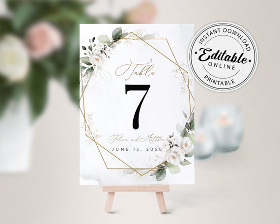 Paper &amp; Party Supplies Paper 100% Editable Template Elegant Table ...