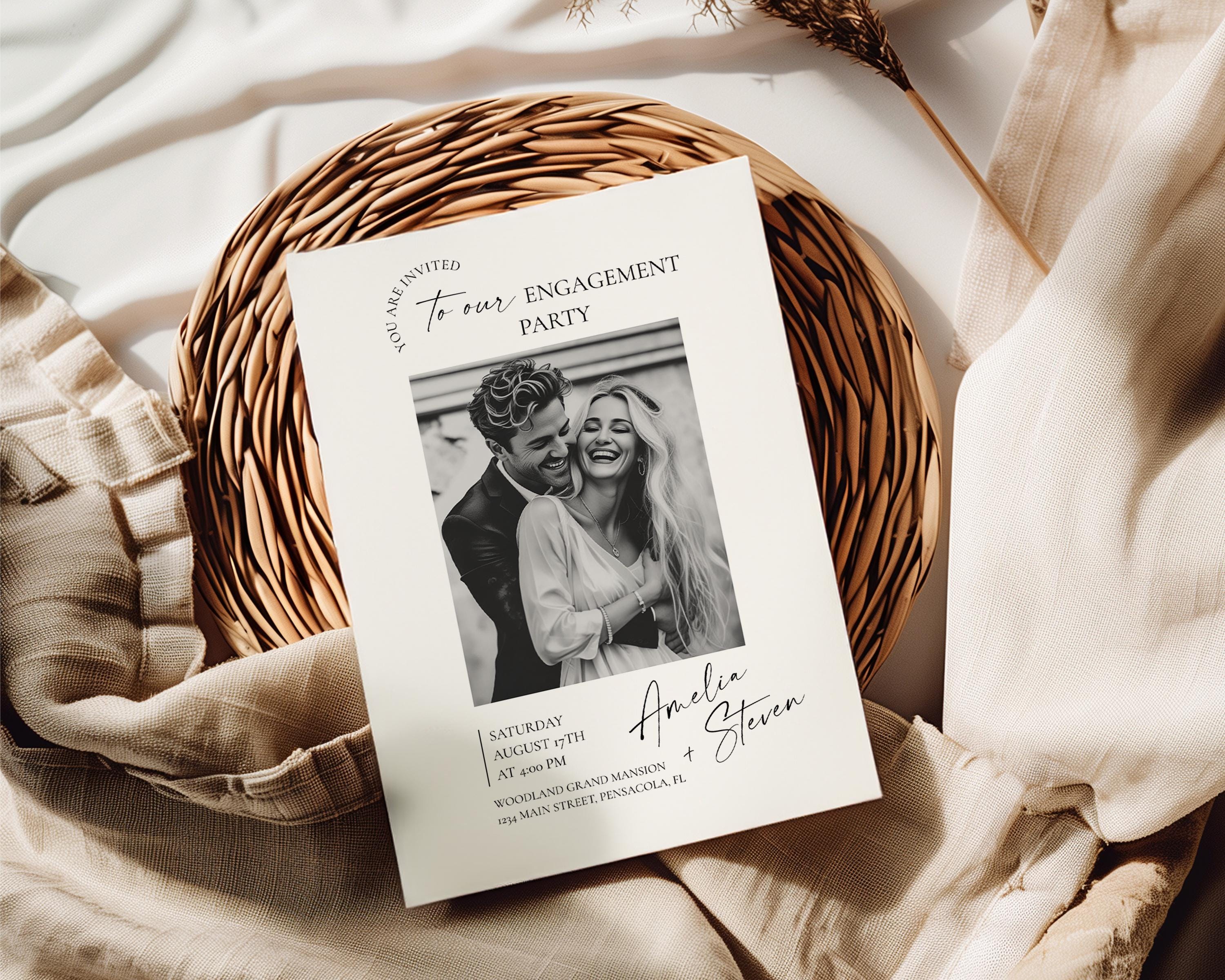 Engagement Party Invitation Template, Engagement Invitation with Photo, Printable + Evite • INSTANT DOWNLOAD • Editable Template #154