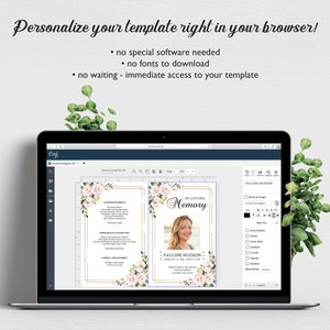 Pink Roses Funeral Program Template, Funeral Order of Service (Instant Download) image 6