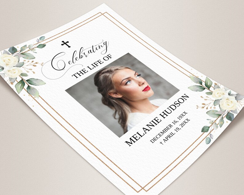 Funeral Announcement Card Template Funeral Invitation Etsy UK
