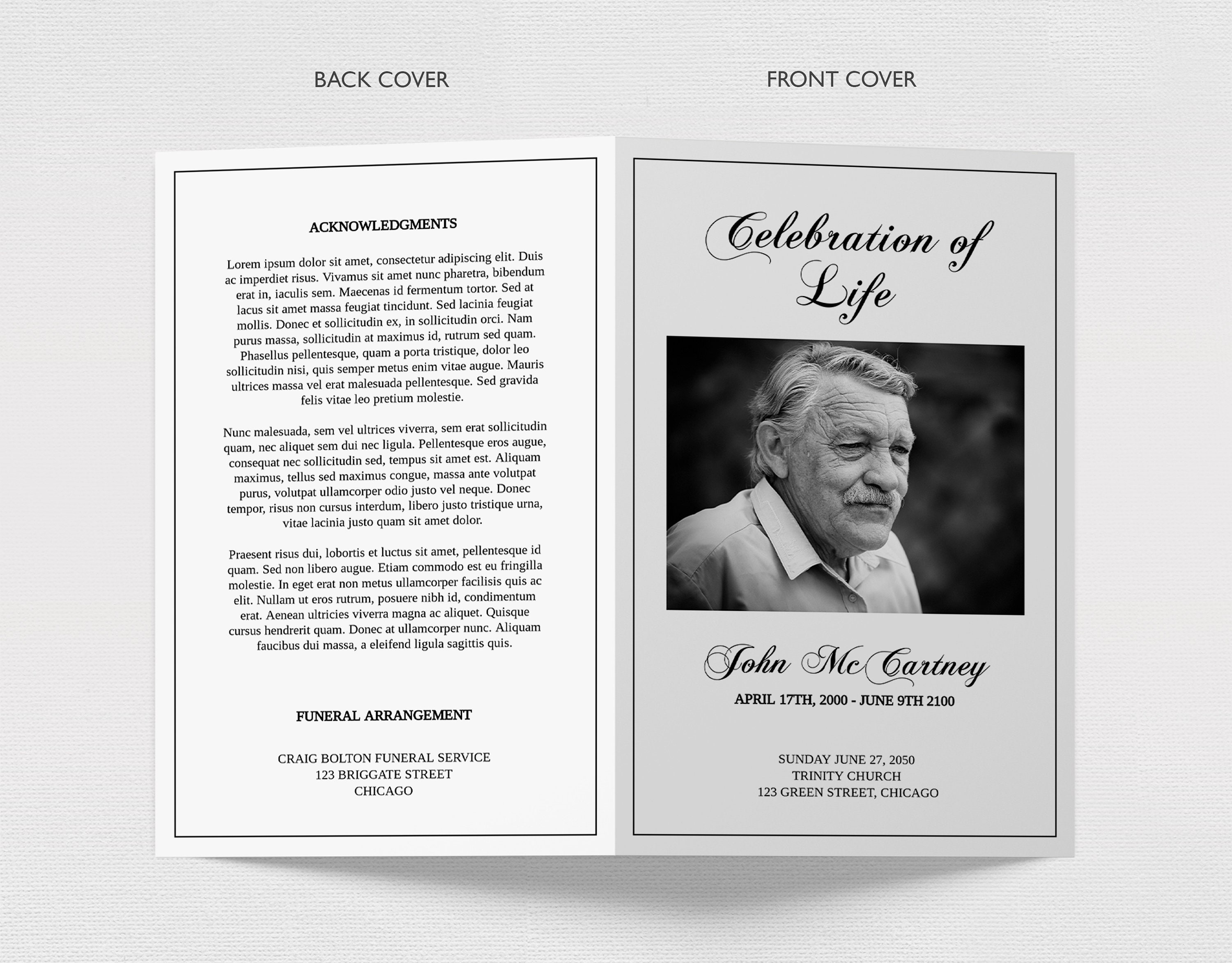 Funeral Program Template Memorial Program Template Order of Etsy