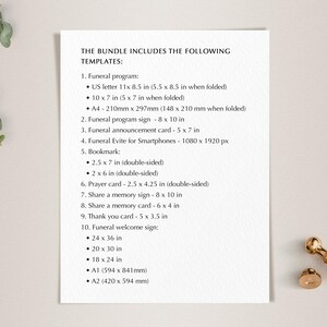 Editable Funeral Program Template Bundle, Pink Rose Memorial Suite, Funeral Templates, Printable, Instant Download image 5