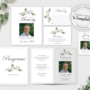 Funeral Templates Bundle, Printable Funeral Memory Bundle, In Loving Memory Suite, Editable Celebration of Life Templates