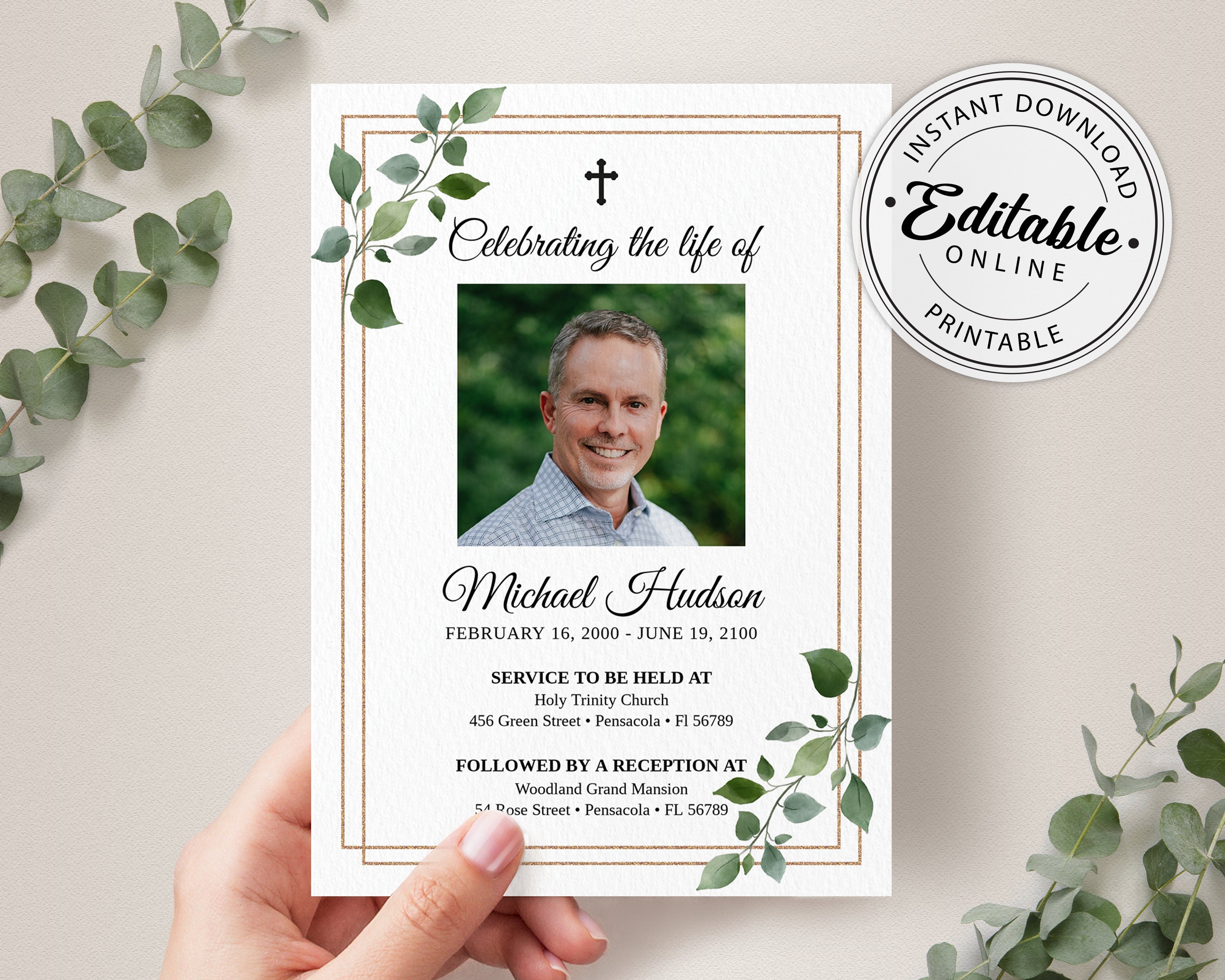 Funeral Announcement Card Template Funeral Invitation Etsy India