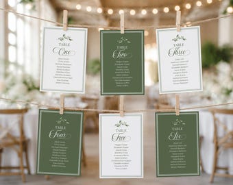 Greenery Seating Table Cards Template • INSTANT DOWNLOAD • Editable, Printable Template A104