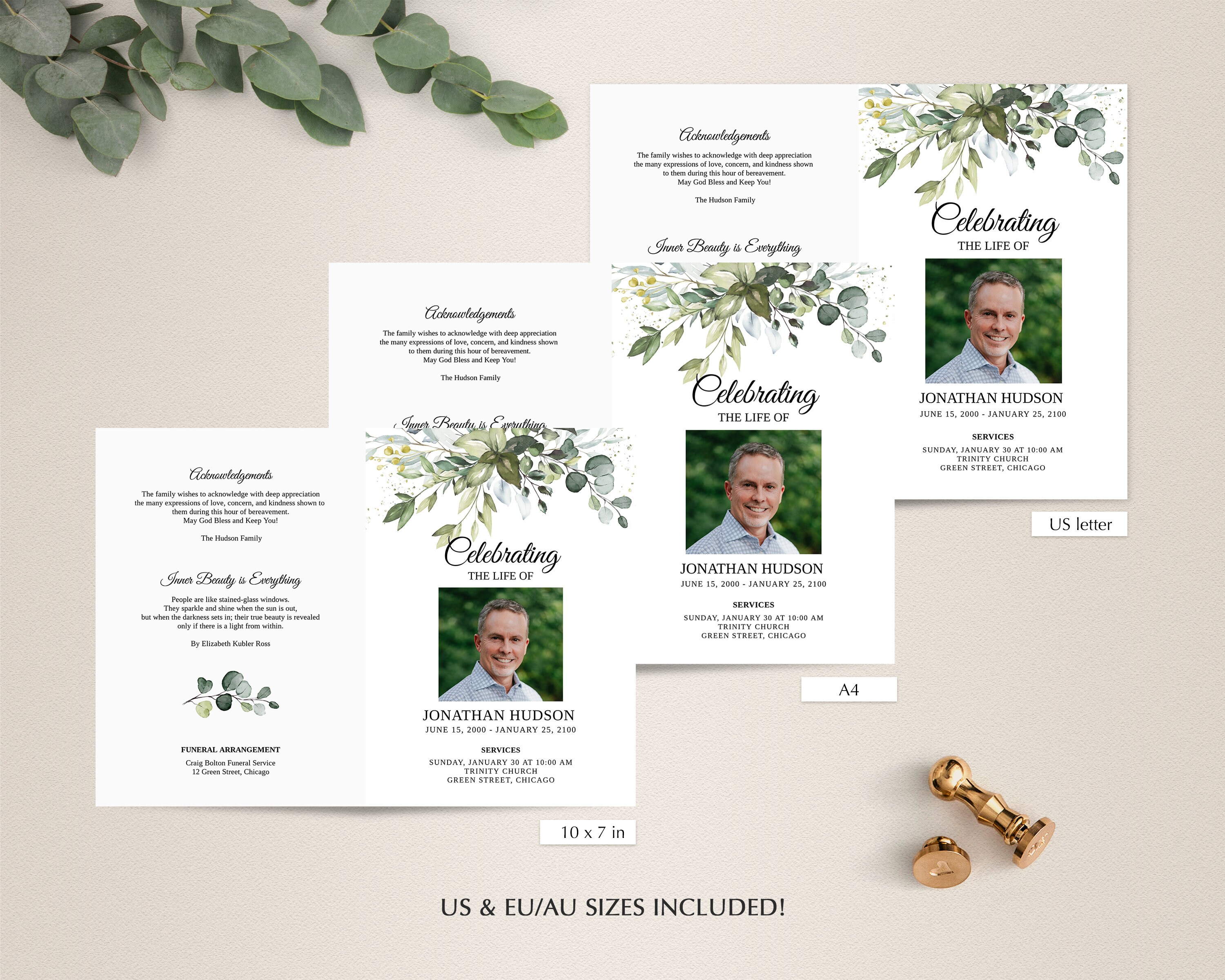 Printable Funeral Program Template Memorial Program Template | Etsy