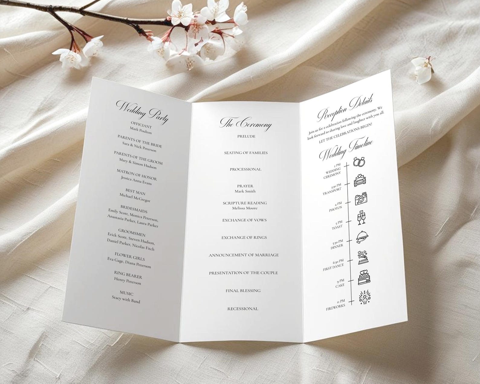 Old Program Template Old Money Elegant Trifold Wedding Program Template • Modern Brochure ...