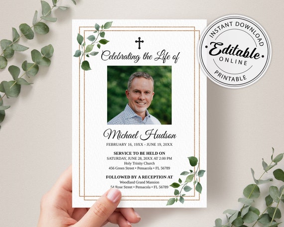 Funeral invitation card deals