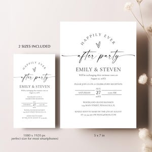 Modèle d'invitation à une réception, une invitation à une fête Happy Ever After • TÉLÉCHARGEMENT IMMÉDIAT • Modèle imprimable et modifiable #154 image 3