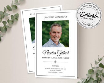 Funeral Program Template | Memorial Program Template | Order of Service | Editable Funeral Program | Obituary Program | Printable | Man