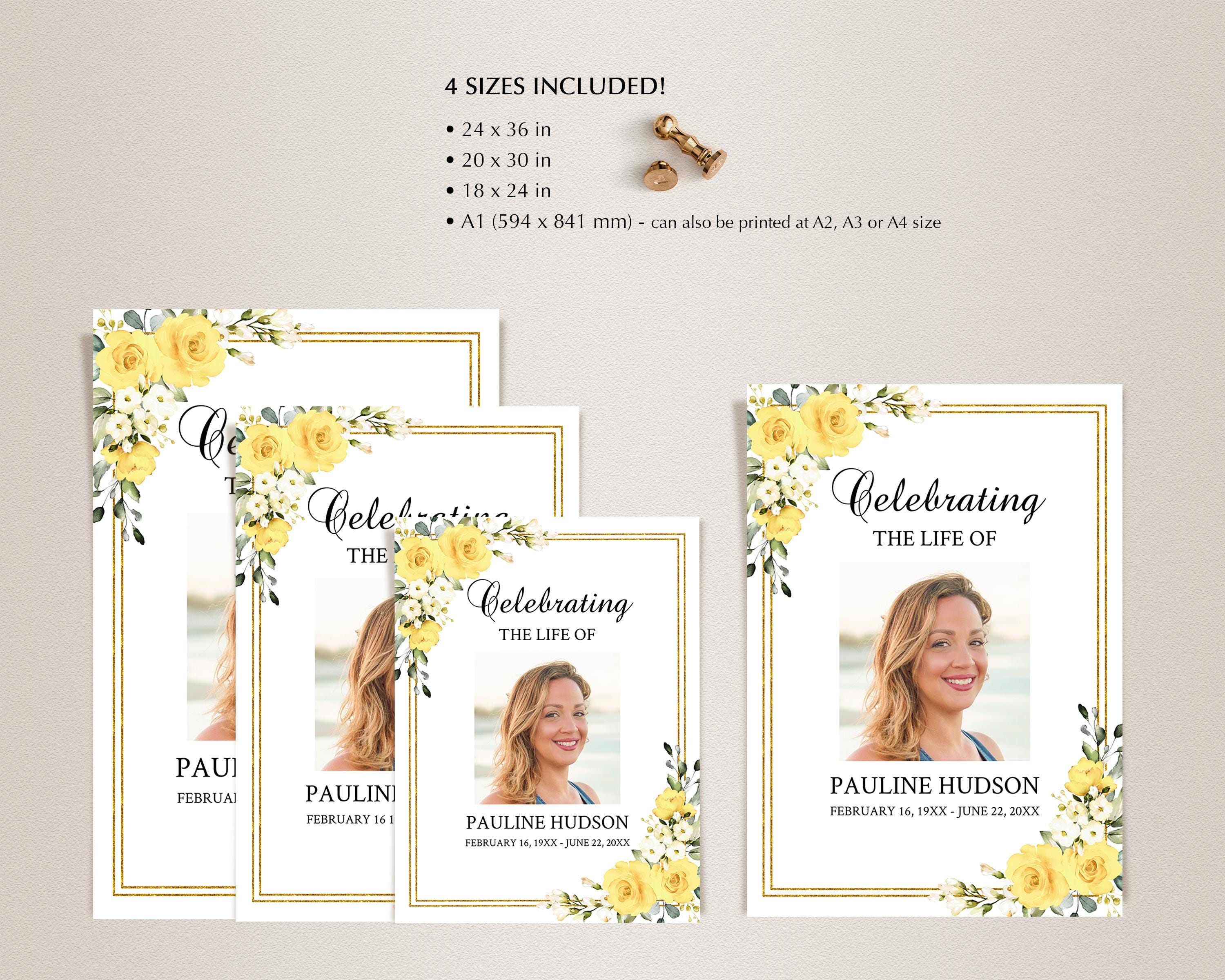 Yellow Roses Funeral Vector Yellow Roses Funeral Welcome Sign Template (digital Download) - Etsy ...