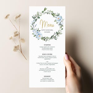 Greenery Wreath Menu Template • Wedding, Baptism, Shower, Brunch, Dinner • Editable Printable • Instant Download • A118 image 3