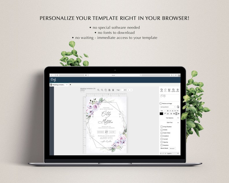 Wedding Invite Template Suite \u2022 INSTANT DOWNLOAD \u2022 Editable Templates Lavender Wedding Invitation Template Set