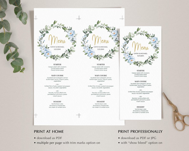 Greenery Wreath Menu Template • Wedding, Baptism, Shower, Brunch, Dinner • Editable Printable • Instant Download • A118 image 7