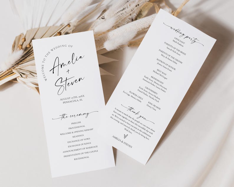 Modern Wedding Program Template (INSTANT DOWNLOAD) #154 - Etsy