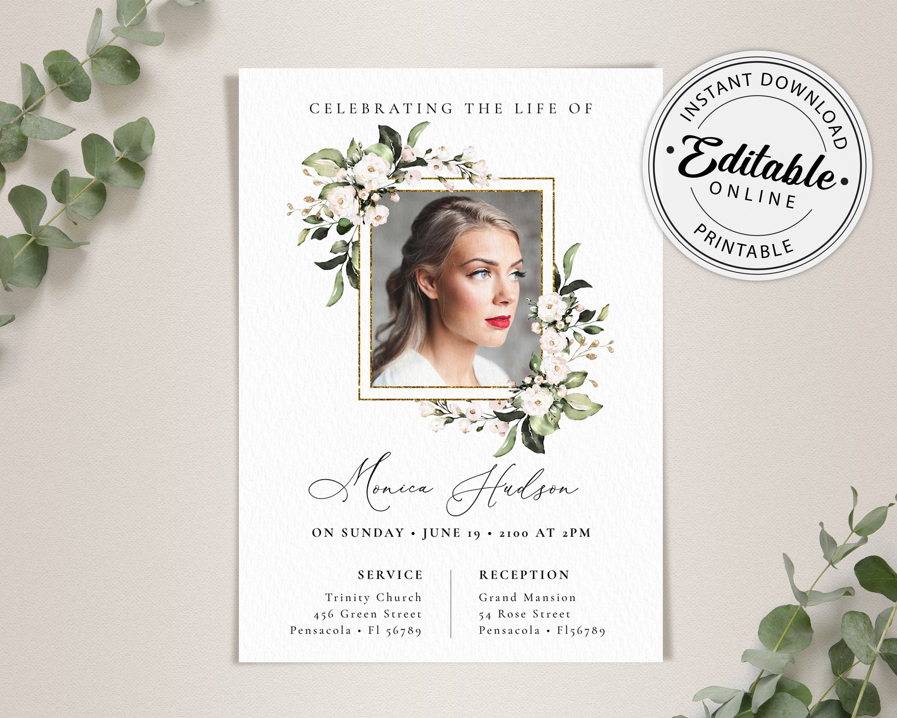 Funeral invitation card deals